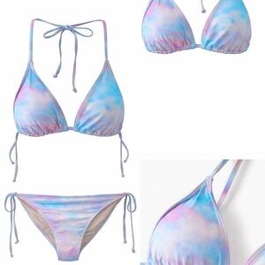 Tie-Dye String Bikini Set – Pastel Blue/Pink – Size M